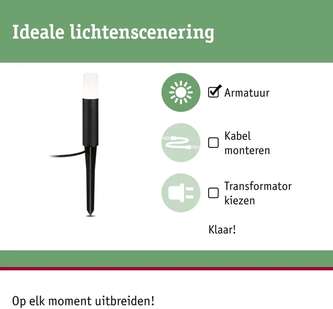 Paulmann Plug & Shine Flarea LED-bolderlamp 3,6W 3000K - Zwart