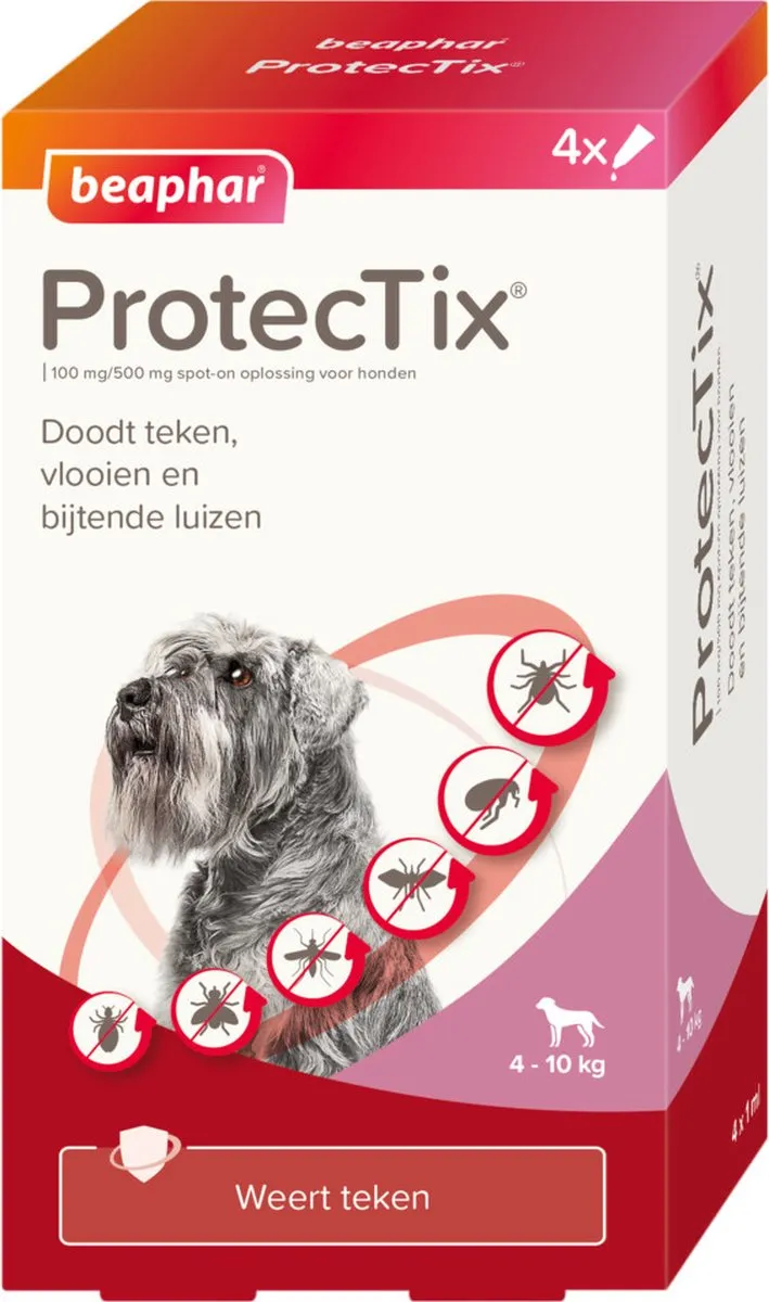 Beaphar ProtecTix Hond Anti Vlo & Teek 4-10 kg - 4 Pipetten