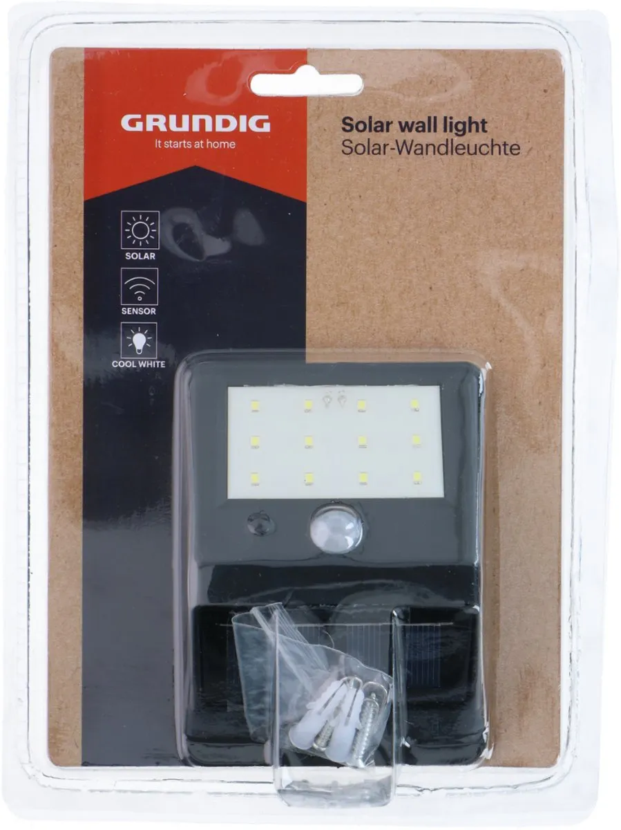 Grundig Alpina Solar Wandlamp Buiten - Zwart