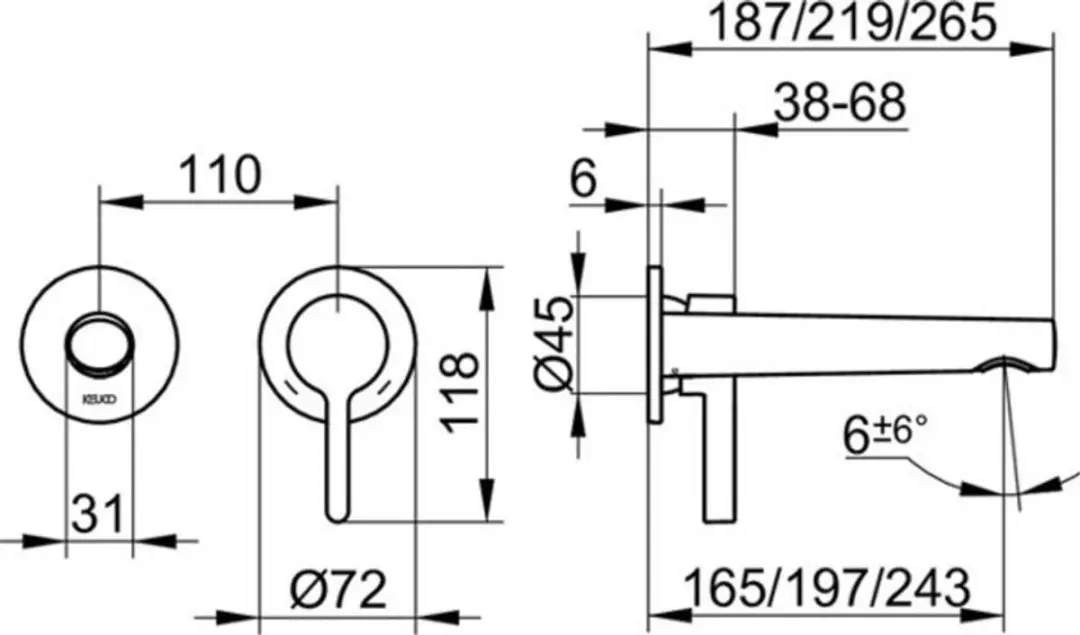 Keuco Edition 400 51516010200 Inbouw Wastafelkraan - Chroom - afbeelding 2 van 4