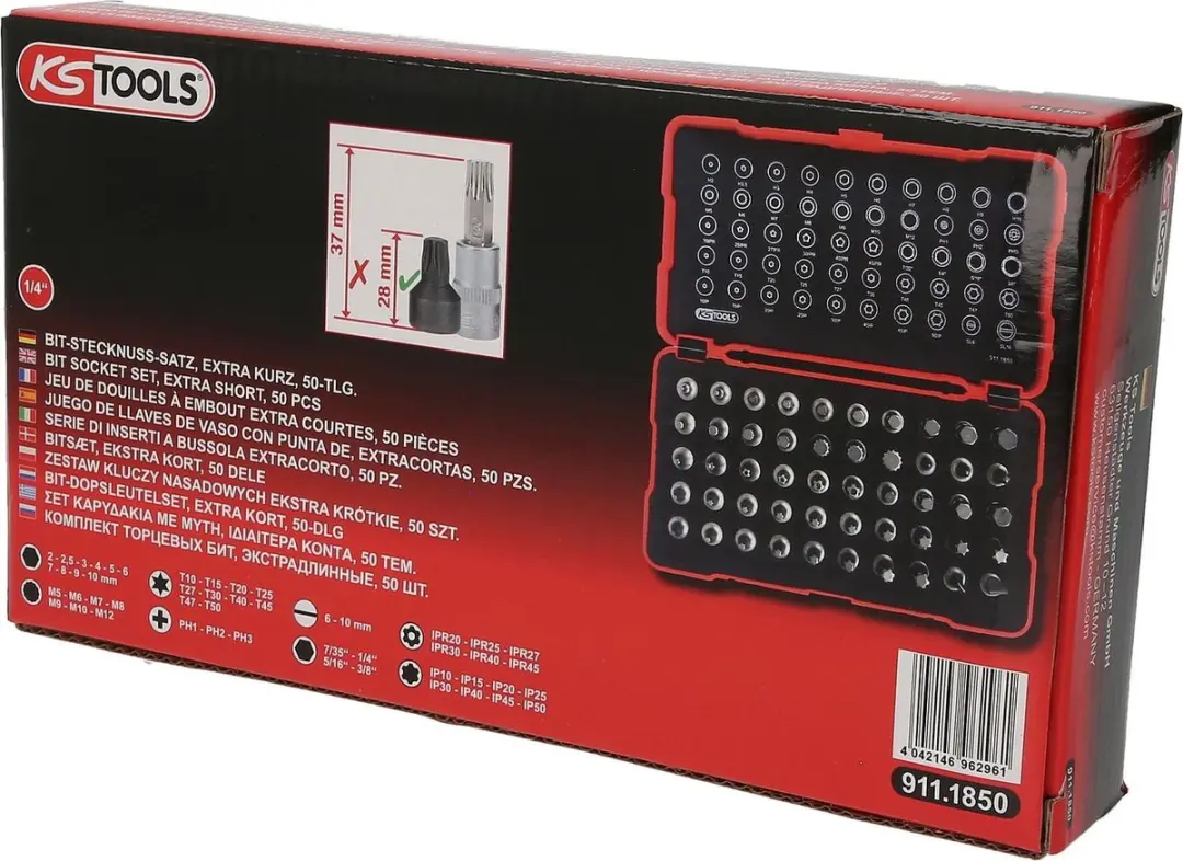 KS Tools 911.1850 1/4" Bitset Extra Kort - 50-delig - afbeelding 2 van 6
