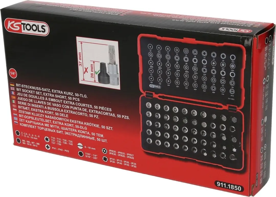 KS Tools 911.1850 1/4" Bitset Extra Kort - 50-delig - afbeelding 4 van 6