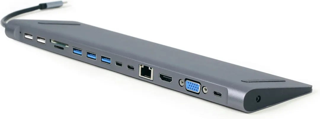 Gembird A-CM-COMBO9-01 USB Hub & Poortreplicator - Donkergrijs-Zwart