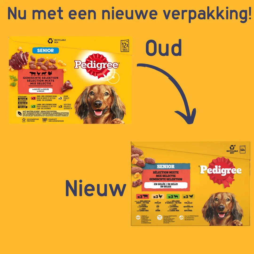 Pedigree Senior Hondenvoer Mix Selectie Gelei 48x100g