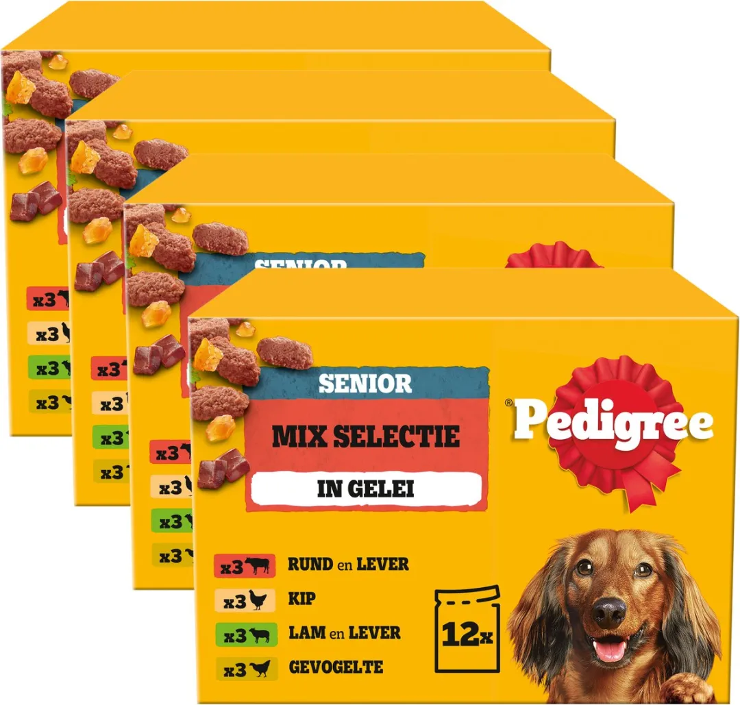 Pedigree Senior Hondenvoer Mix Selectie Gelei 48x100g