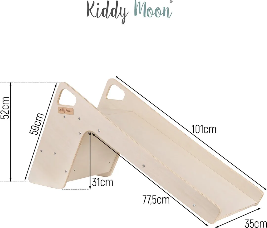 KiddyMoon Grote Glijbaan 2in1 465330 - Montessori Houten Speelgoed Wit