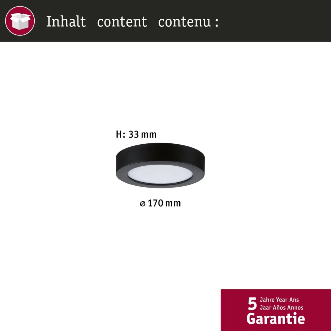Paulmann LED-paneel Abia 2 White Select Schemergestuurd 9,5W 1100lm - Zwart