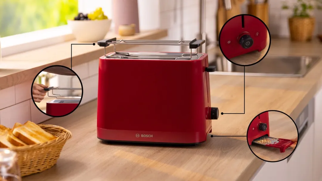Bosch TAT3M124 MyMoment Broodrooster - 2 Sandwiches - 950W - Rood