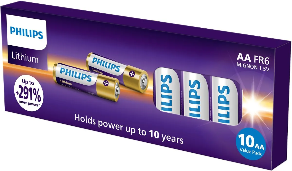 Philips AA Lithium Ultra Batterijen 10 Stuks