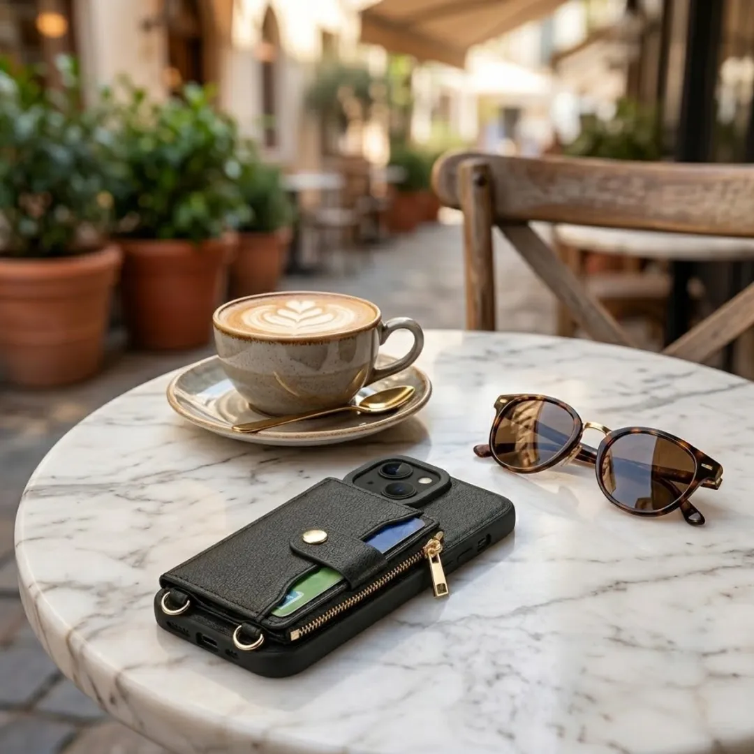 NuveX iPhone 14/13 Hoesje met Portemonnee - Zwart