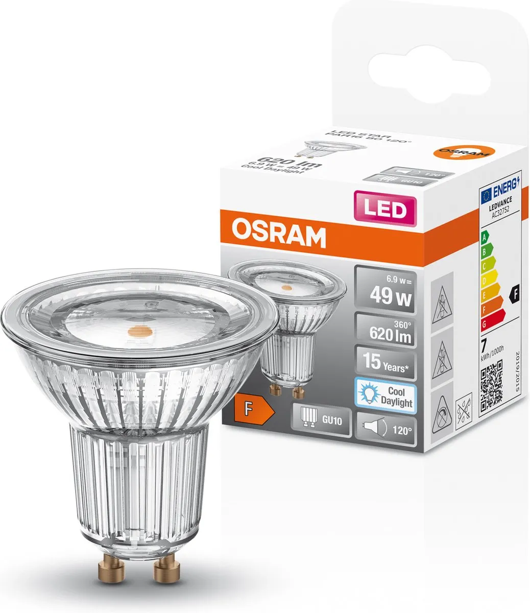 Osram LED Sterreflectorlamp PAR16 6,9W 620lm GU10 - Koel wit 6500K
