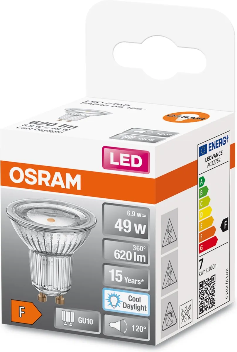 Osram LED Sterreflectorlamp PAR16 6,9W 620lm GU10 - Koel wit 6500K