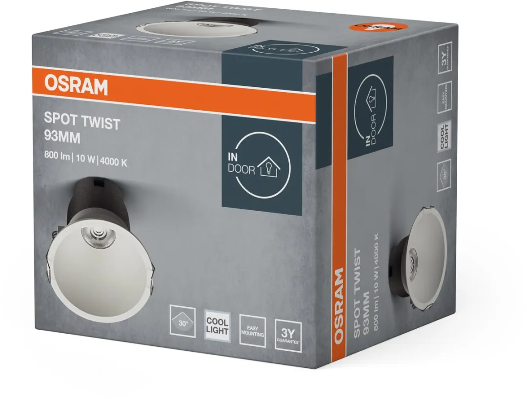 Osram Spot Twist Inbouwdownlight 10W 800lm - 93mm - Wit
