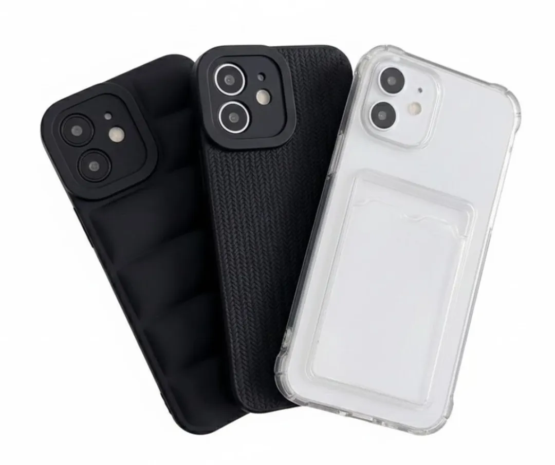 NUVEX iPhone 11 Hoesje Set - Grijs/Zwart - Transparant & Gewatteerd