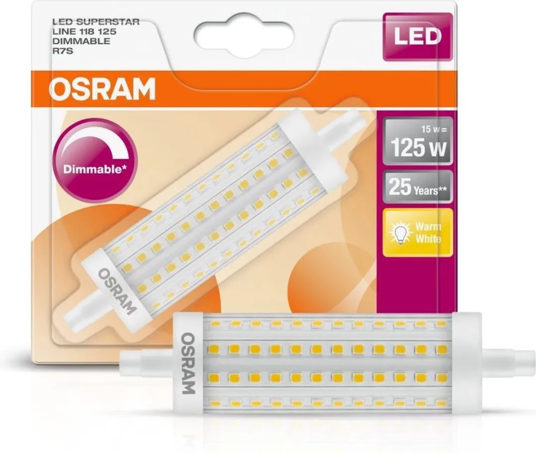 Osram LED-lamp R7s 15W Warmwit - 29x118mm - afbeelding 2 van 6