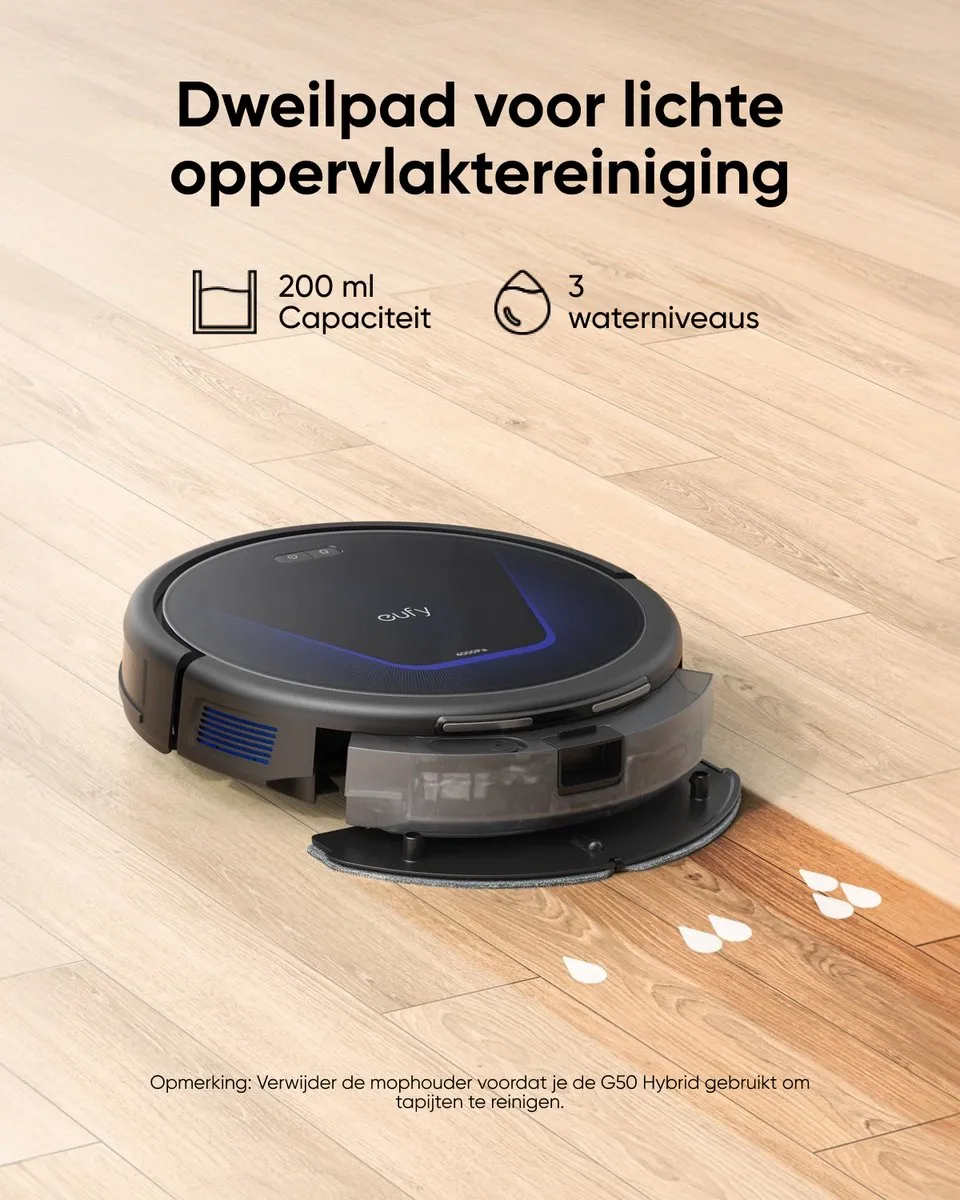 Eufy G50 Hybride Robotstofzuiger 4000 Pa - Zwart