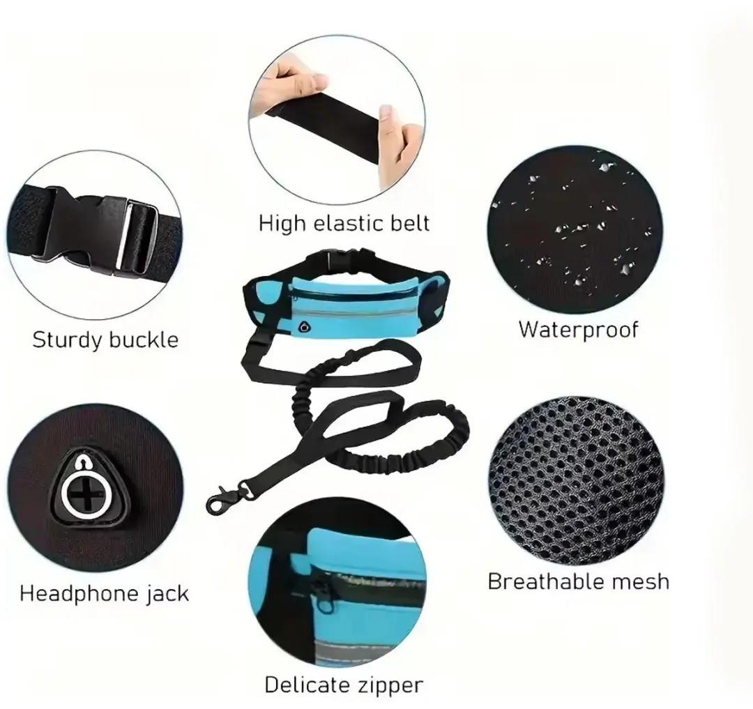 RedParrot Handsfree Hondenriem - One Size - Zwart