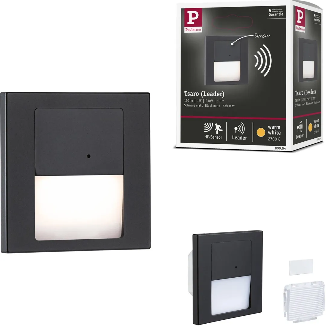 Paulmann Tsaro LED-wandinbouwlamp 1W 80lm 2700K - Zwart mat