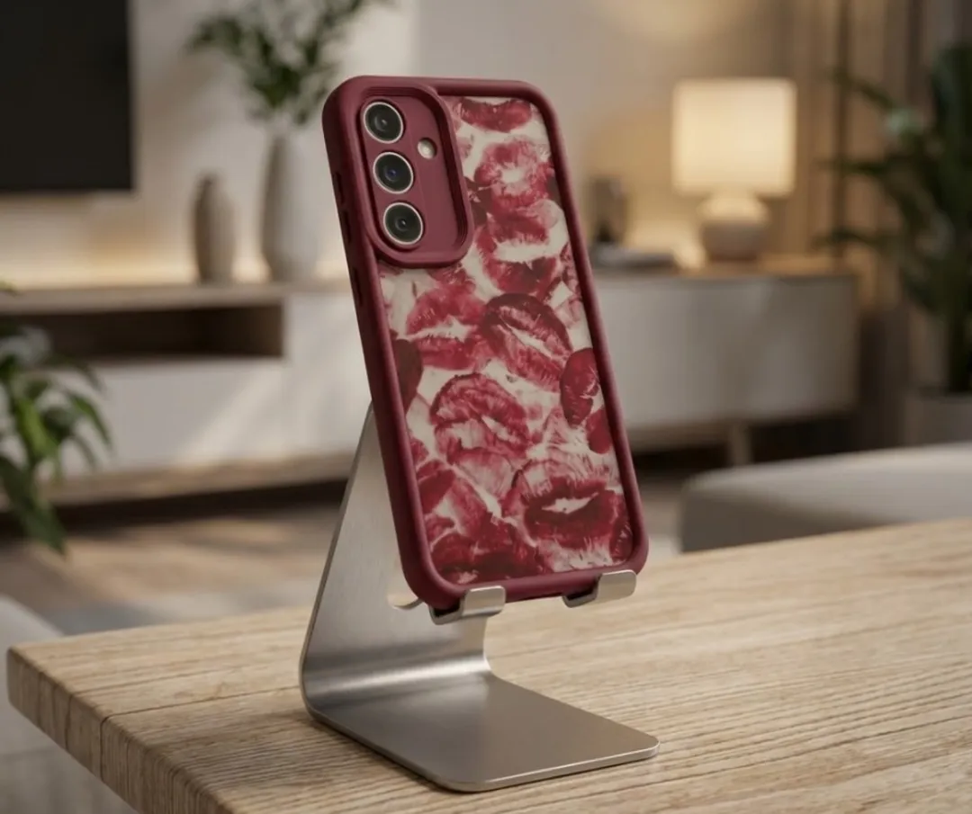 NUVEX Bordeaux Rood Hoesje Samsung Galaxy A34 - Lippenprint