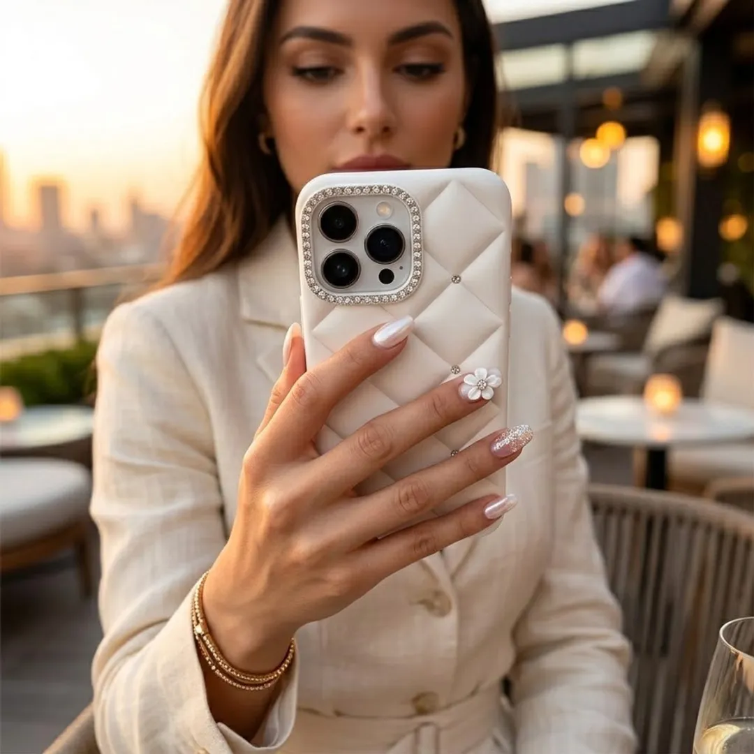 NUVEX Wit Hoesje iPhone 14 Pro - Strass Details