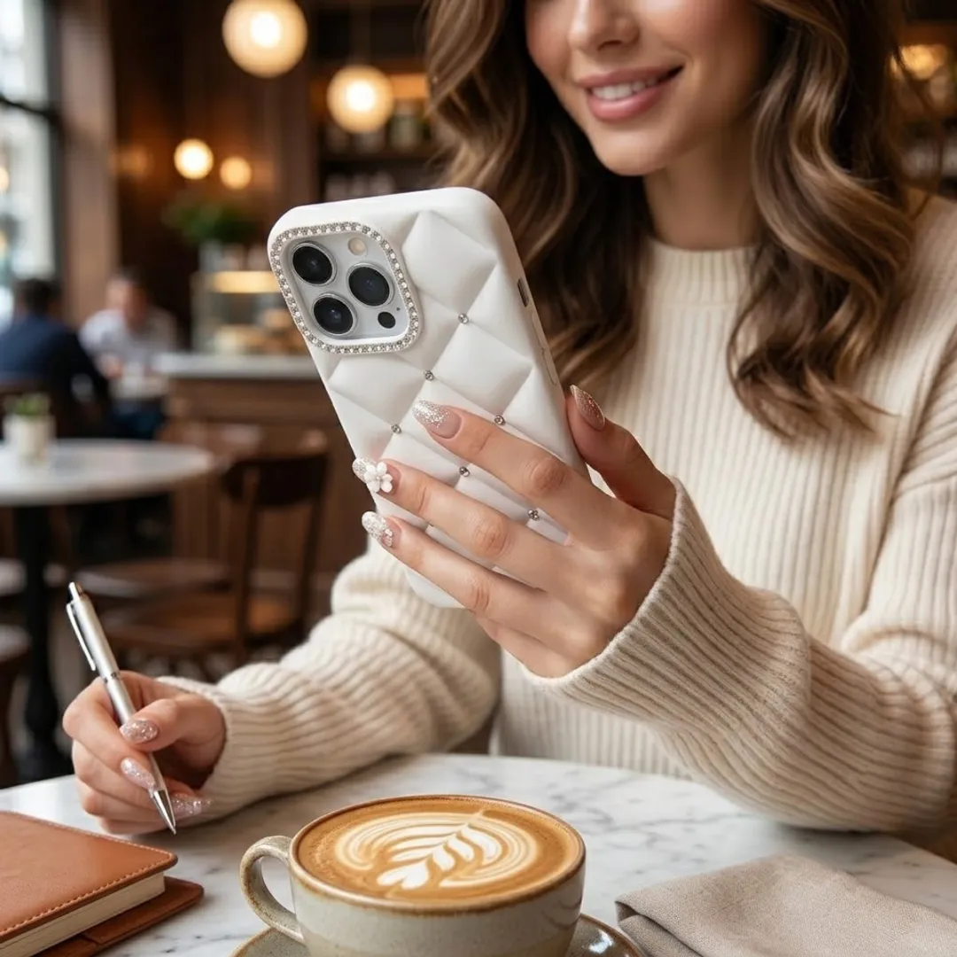 NUVEX Wit Hoesje iPhone 14 Pro - Strass Details