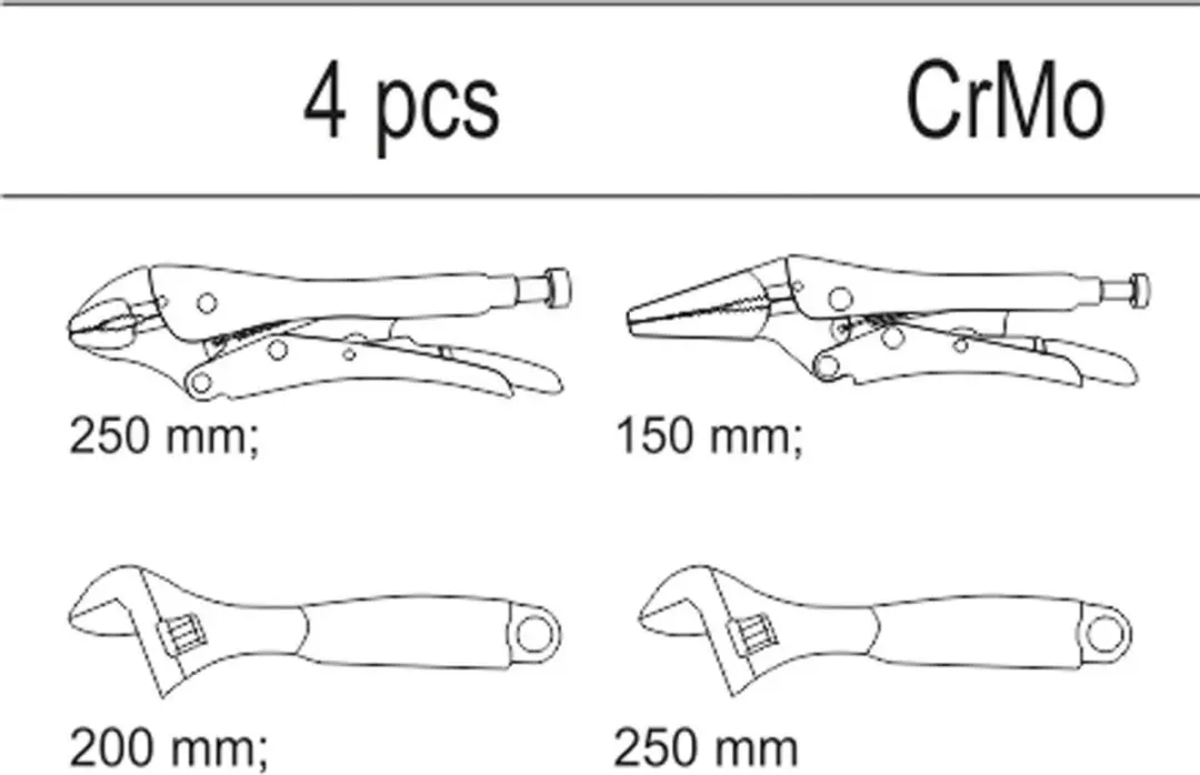 Yato YT-55444 Gereedschapsinzet - Tangen & Sleutels 4-delig - afbeelding 2 van 2