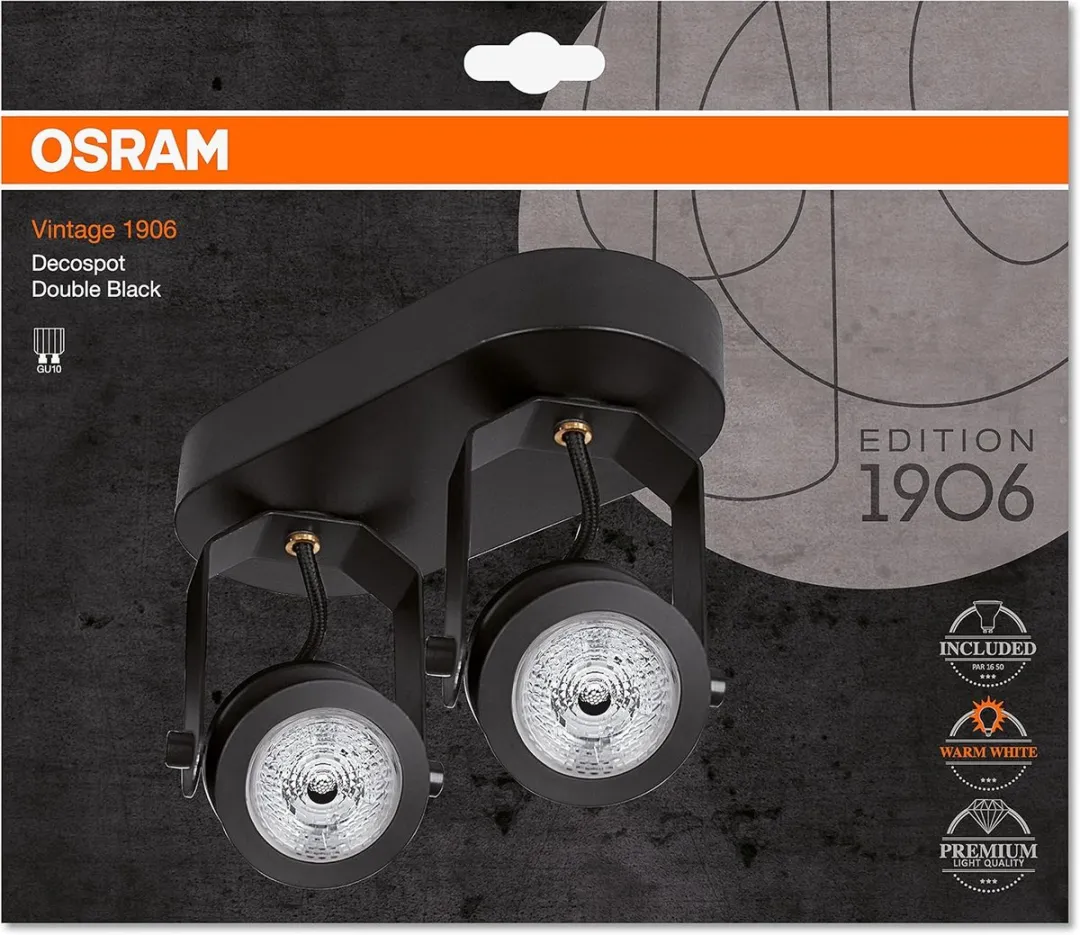 Osram Vintage 1906 Plafondverlichting 2x6,1W GU10 - Zwart