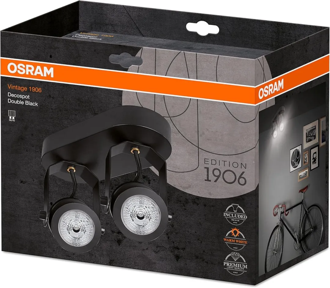 Osram Vintage 1906 Plafondverlichting 2x6,1W GU10 - Zwart