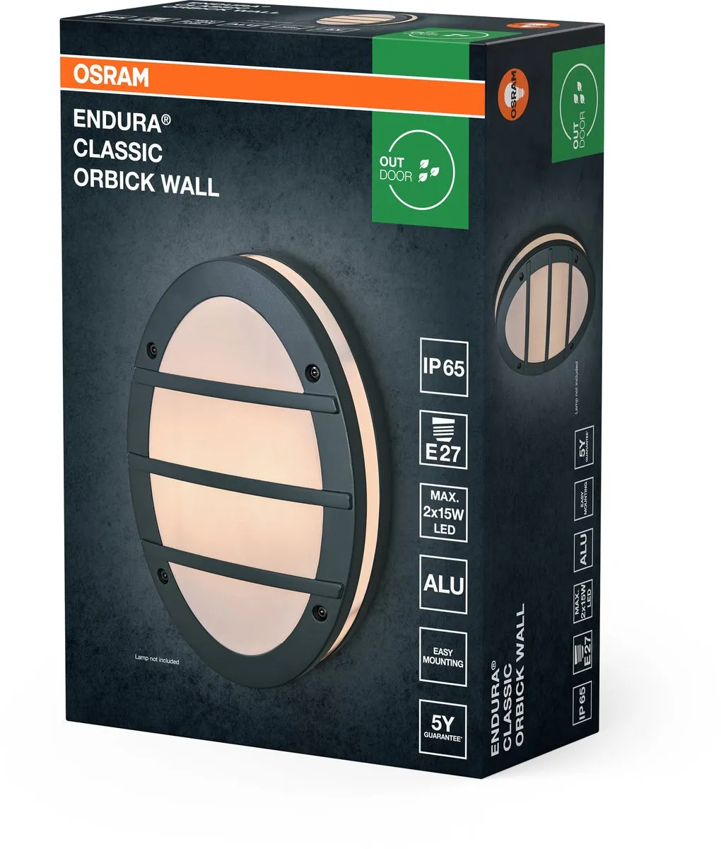 Osram Endura Classic Orbick Wandlamp E27 - Donkergrijs - IP65 - afbeelding 6 van 6
