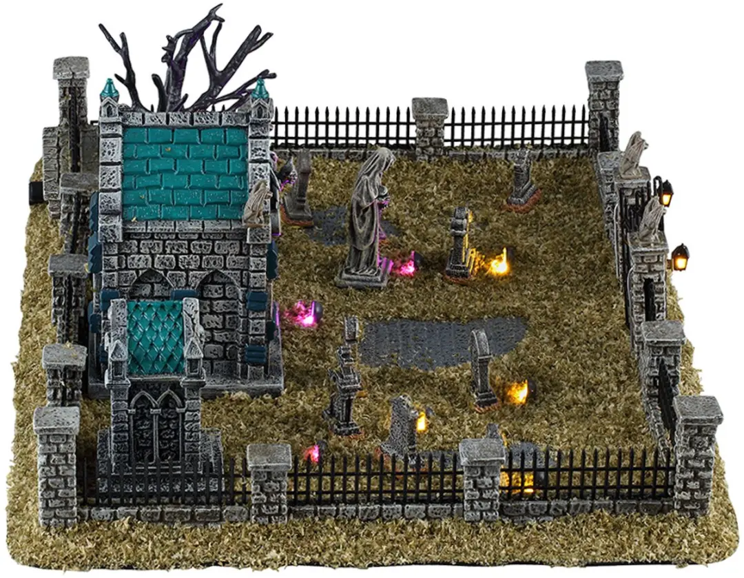 Lemax Spooky Town Misty Crypt Graveyard Verlicht Tafereel - afbeelding 3 van 5
