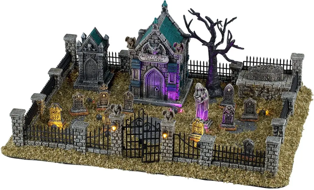Lemax Spooky Town Misty Crypt Graveyard Verlicht Tafereel