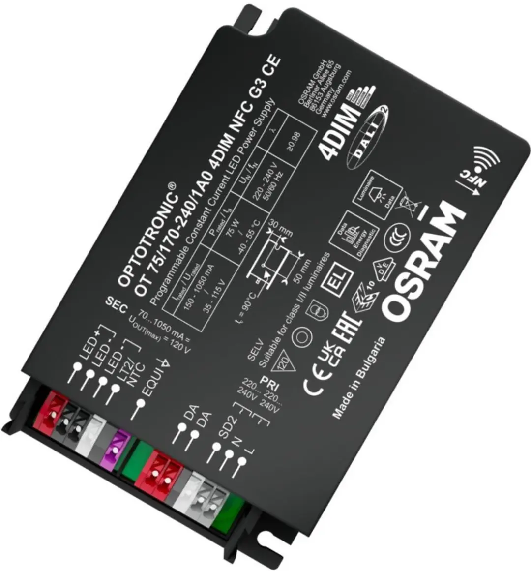 Ledvance OT 75/170-240/1A0, 4DIM NFC, Buiten dimbaar, IP20, 4062172218993