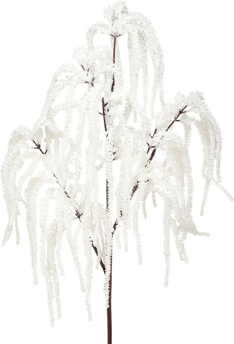 Decoratieve tak treurwilg winterdecoratie wit glitter 82cm 2st