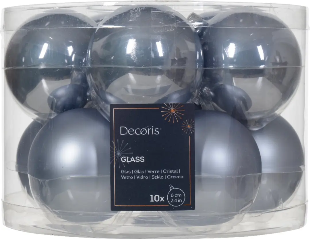 Kerstbal glas d6 cm mblw ass 10st kerst