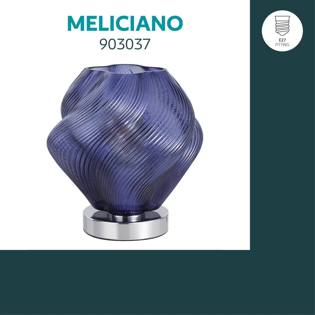 EGLO Vicenne Tafellamp - E27 - 23 cm - Chroom/Blauw - afbeelding 3 van 6