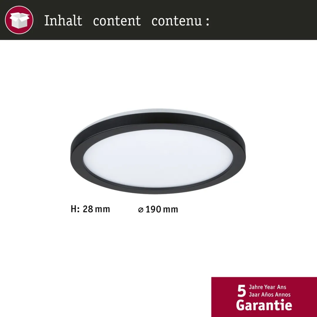 Paulmann Atria Shine LED-paneel 11,2W 850lm 3000K - Ø19cm - Zwart