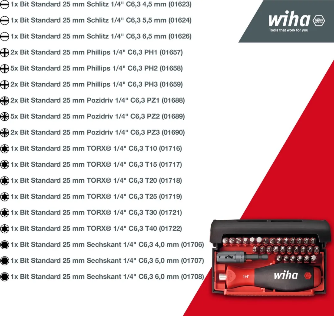 Wiha 34686 Bitset 32-delig - Metaal