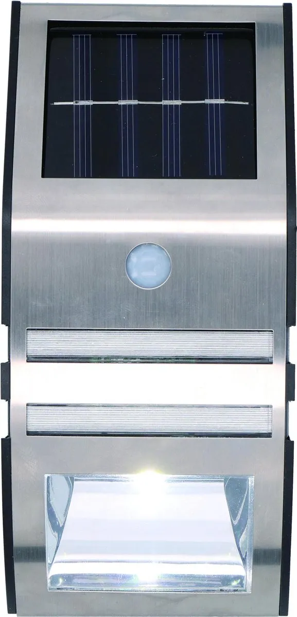 Grundig Draadloze Solar LED Muurlamp - Zilver