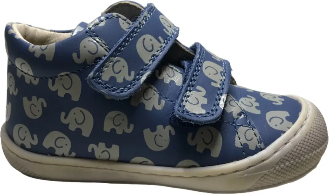 Naturino - Cocoon - Mt 20 - bumper lederen velcro sneakers - grijze olifanten - blauw