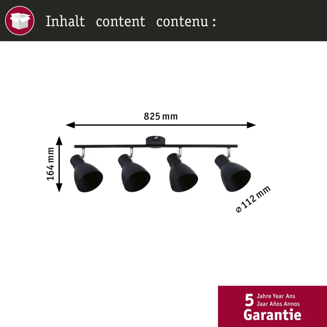 Paulmann Spotlight Davy E27 4x20W - Zwart