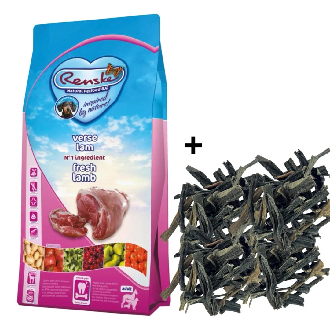 Renske Super Premium Adult Lam Graanvrij Hondenvoer 12kg + Pawty Pens 1kg