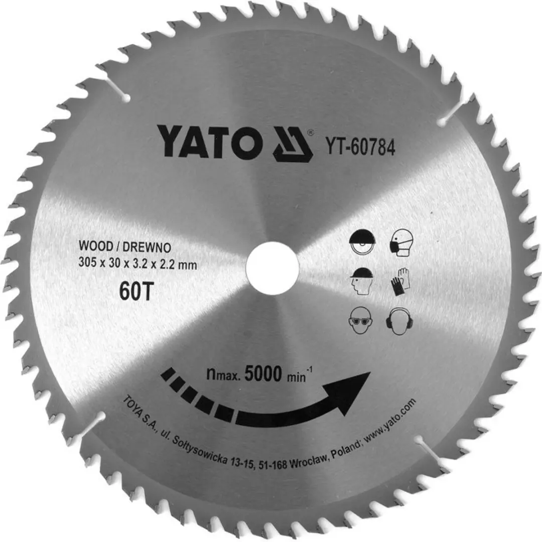 Yato YT-60784 Zaagblad Hout 305x60T - 30mm - afbeelding 3 van 3