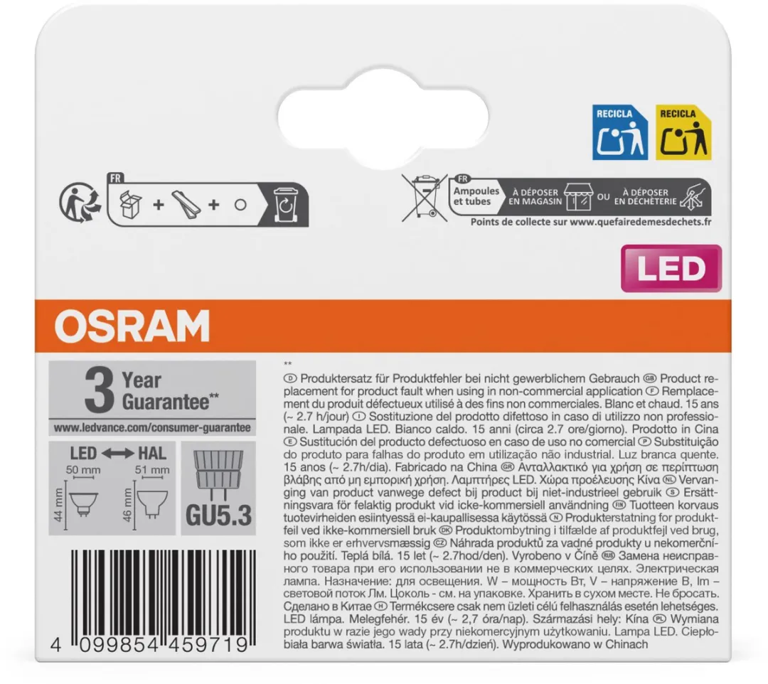 Osram LED Spotlamp Star MR16 6,1W 827 - 2700K Warm Wit - 2 Stuks - afbeelding 6 van 6
