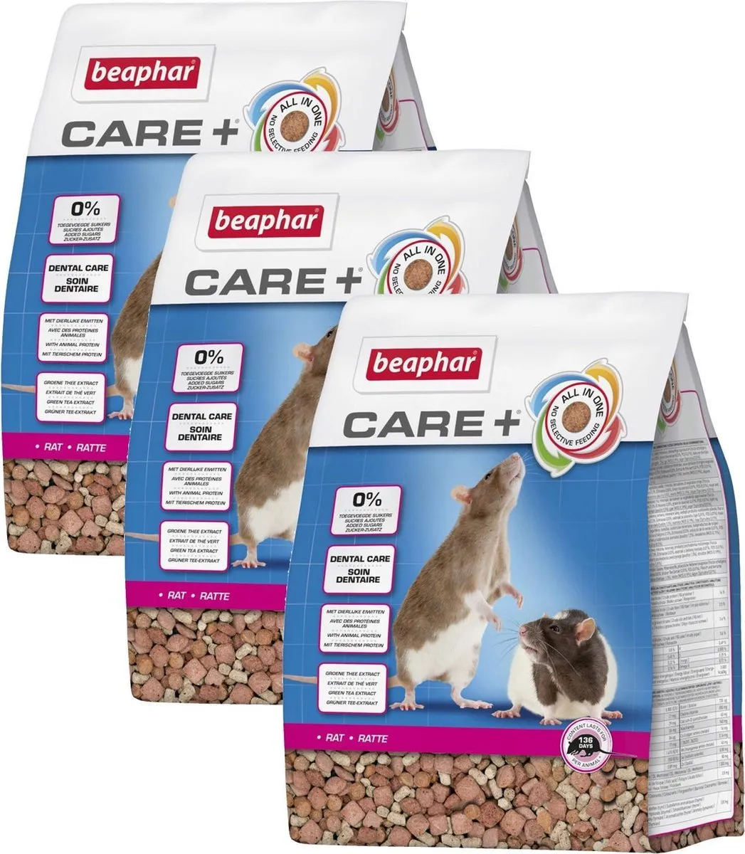 Beaphar Xtra Vital Care Plus Rattenvoer - 3x1,5kg