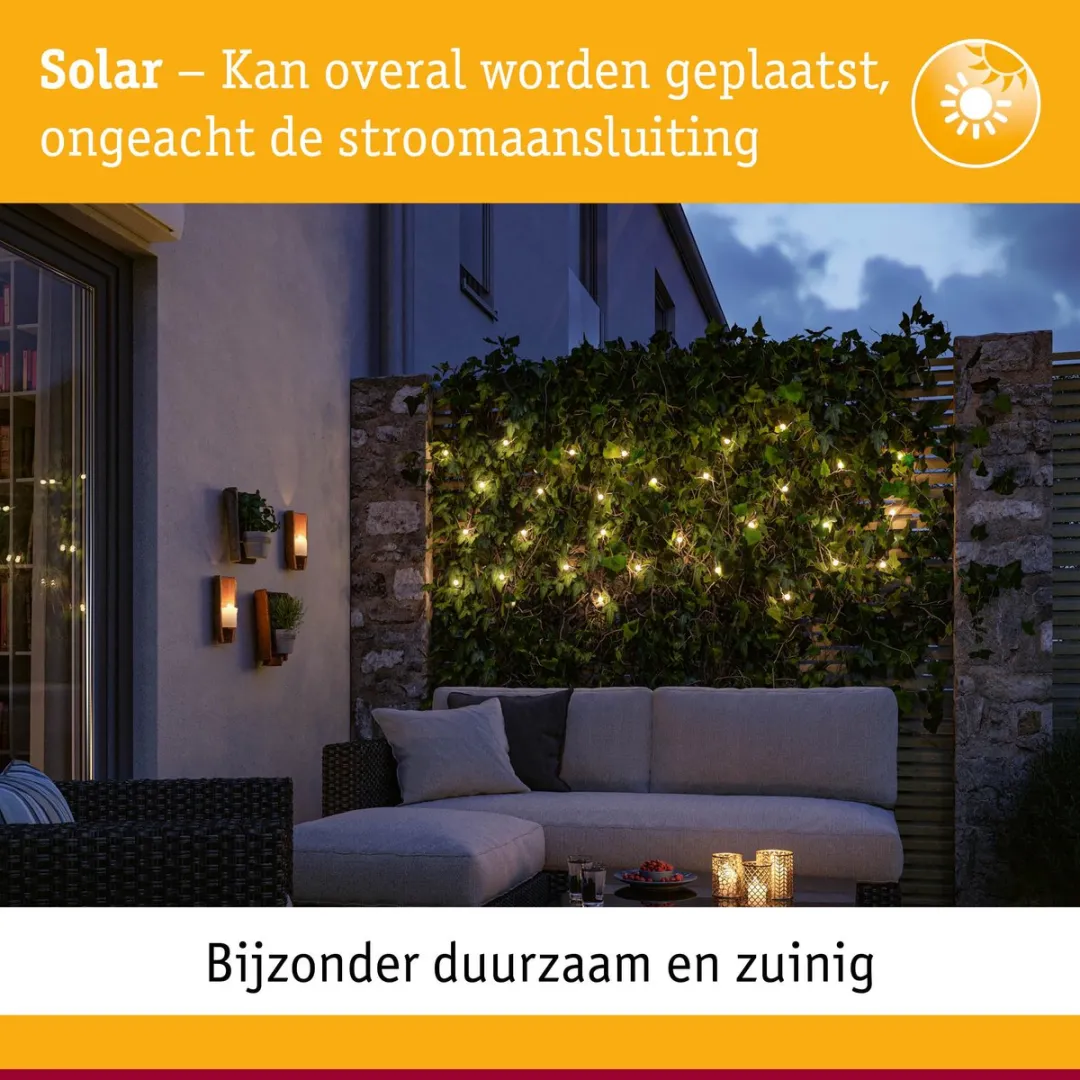 Paulmann Solar LED-lichtketting Aurinka IP44 3000K - 60x3lm Zwart