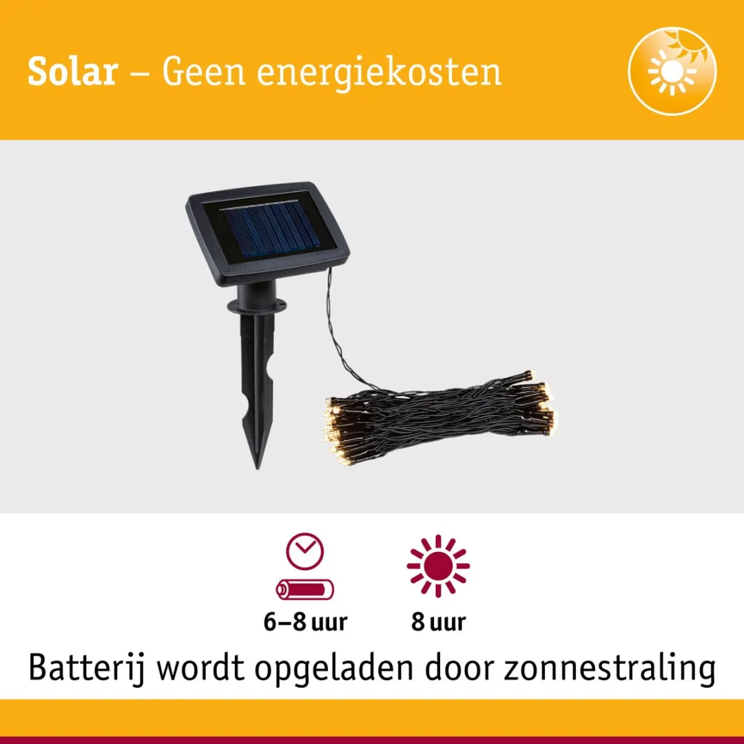 Paulmann Solar LED-lichtketting Aurinka IP44 3000K - 60x3lm Zwart