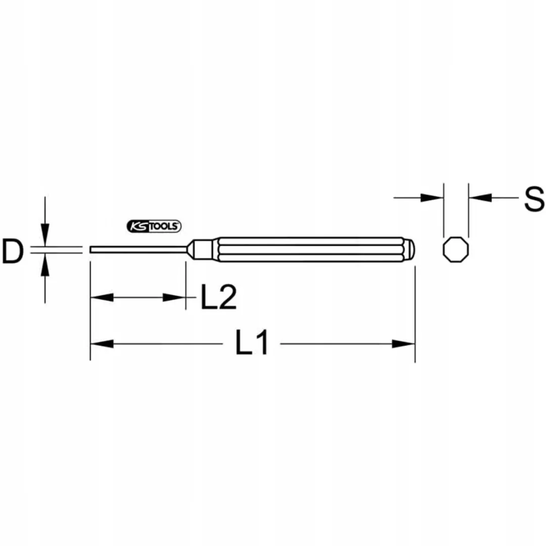 KS Tools Zeer lange achthoekige extruder, chroom-vanadiumstaal