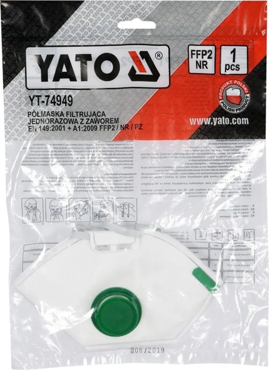 Yato YT-74949 FFP2 Stofmasker - Met Uitlaatventiel - afbeelding 2 van 3