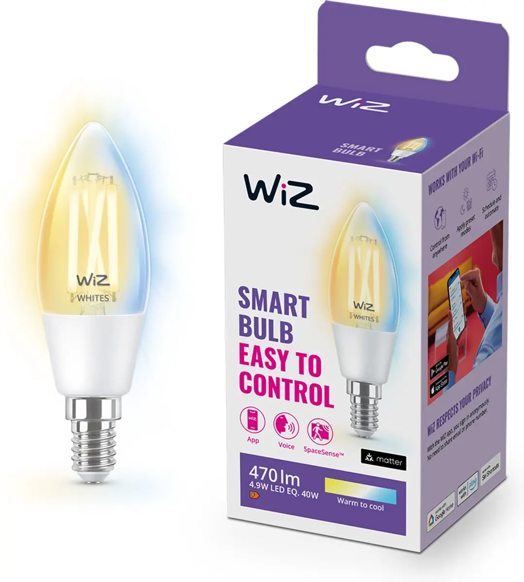 WiZ Filament Kaarslamp E14