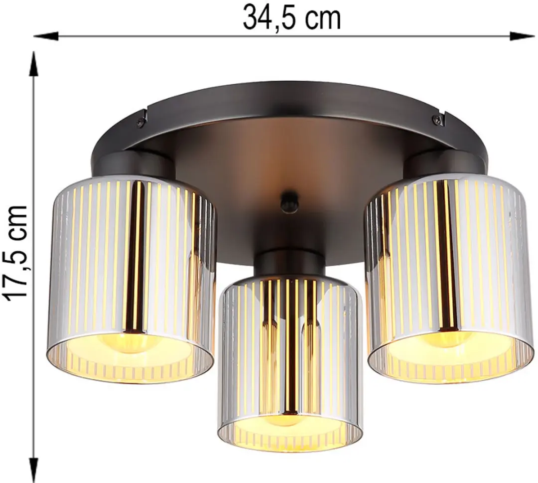 Globo Felicia Plafondlamp 3-lichts - 16056-3D - Gunmetal - afbeelding 6 van 6